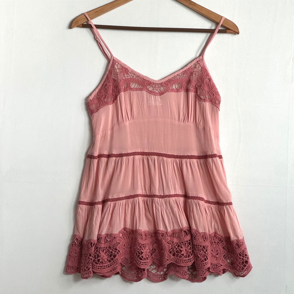 Intimately Free People Y2K Pink Lace Babydoll Cami Tank Top Medium